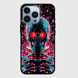 Чехол для iPhone 13 Pro Neon cyber skull - ai art fantasy, цвет: 3D-черный