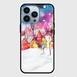 Чехол для iPhone 13 Pro Новогодний ночной дворик, цвет: 3D-черный