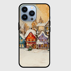 Чехол для iPhone 13 Pro Новогодний городской пейзаж, цвет: 3D-черный