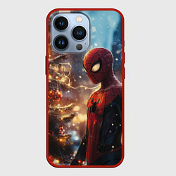 Чехол для iPhone 13 Pro Spider-man new year, цвет: 3D-красный