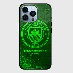 Чехол для iPhone 13 Pro Manchester City - green gradient, цвет: 3D-черный