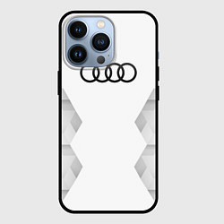 Чехол для iPhone 13 Pro Audi white poly, цвет: 3D-черный