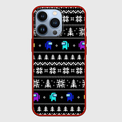 Чехол для iPhone 13 Pro Ornament - Among Us new year, цвет: 3D-красный