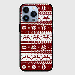 Чехол для iPhone 13 Pro Скандинавский узор с оленями, цвет: 3D-черный