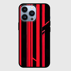 Чехол для iPhone 13 Pro Толстые красные полосы на чёрном фоне, цвет: 3D-черный