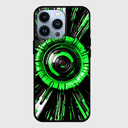 Чехол для iPhone 13 Pro Чёрно-зелёная сфера киберпанк, цвет: 3D-черный