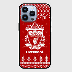 Чехол для iPhone 13 Pro Новогодний Liverpool с оленями, цвет: 3D-черный