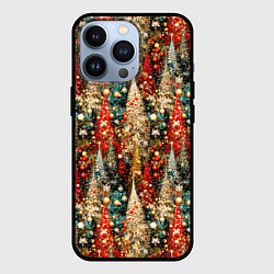 Чехол для iPhone 13 Pro Новогодний еловый лес, цвет: 3D-черный