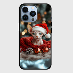 Чехол для iPhone 13 Pro Новогодний кот сфинкс, цвет: 3D-черный