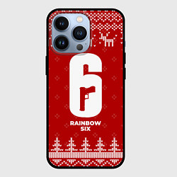 Чехол для iPhone 13 Pro Новогодний Rainbow Six с оленями, цвет: 3D-черный