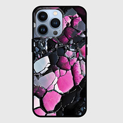 Чехол для iPhone 13 Pro Чёрно-розовый камень, цвет: 3D-черный