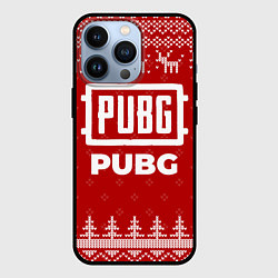 Чехол для iPhone 13 Pro Новогодний PUBG с оленями, цвет: 3D-черный