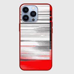 Чехол для iPhone 13 Pro Чёрные вертикальные полосы на красно-белом фоне, цвет: 3D-красный