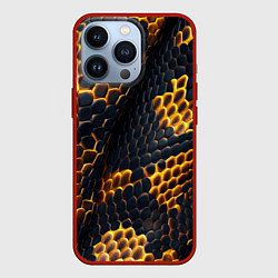 Чехол для iPhone 13 Pro Текстура змеи, цвет: 3D-красный