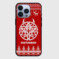 Чехол для iPhone 13 Pro Новогодний Disturbed с оленями, цвет: 3D-черный