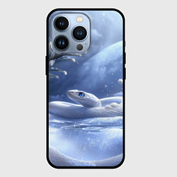 Чехол для iPhone 13 Pro Белая змея на снегу, цвет: 3D-черный