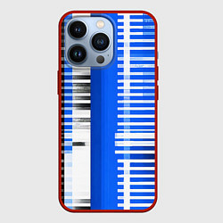 Чехол iPhone 13 Pro White stripes on a black and blue background