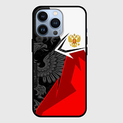 Чехол для iPhone 13 Pro Герб России - красно-белый, цвет: 3D-черный