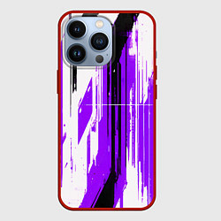 Чехол iPhone 13 Pro Вертикальные чёрно-белые линии на фиолетовом фоне