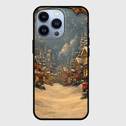 Чехол для iPhone 13 Pro Новогодняя деревня, цвет: 3D-черный