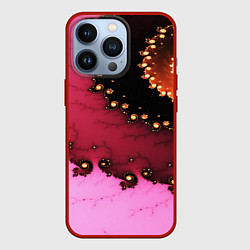 Чехол для iPhone 13 Pro Фрактал узор розовый, цвет: 3D-красный