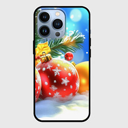 Чехол для iPhone 13 Pro Красные и желтые шары, цвет: 3D-черный