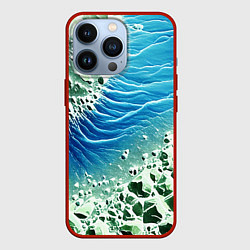 Чехол для iPhone 13 Pro Берег и синие волны, цвет: 3D-красный