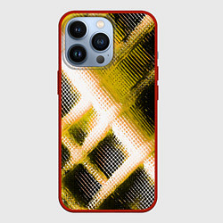 Чехол для iPhone 13 Pro Жёлтая сеть на чёрном фоне, цвет: 3D-красный