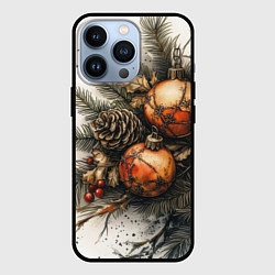 Чехол iPhone 13 Pro Новогодние игрушки и шишки