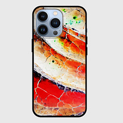 Чехол для iPhone 13 Pro Красно-белая волнистая абстракция, цвет: 3D-черный