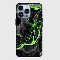 Чехол для iPhone 13 Pro Зелёно-чёрный мрамор, цвет: 3D-черный