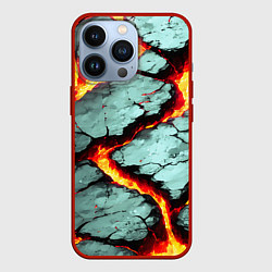 Чехол для iPhone 13 Pro Треснувший камень жёлтый, цвет: 3D-красный