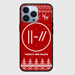 Чехол для iPhone 13 Pro Новогодний Twenty One Pilots с оленями, цвет: 3D-черный