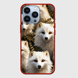 Чехол для iPhone 13 Pro Песцы, цвет: 3D-красный
