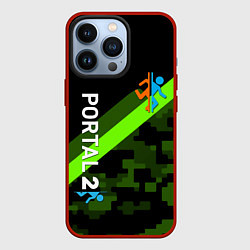 Чехол для iPhone 13 Pro Portal camo steel geometry, цвет: 3D-красный