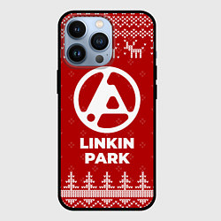 Чехол для iPhone 13 Pro Новогодний Linkin Park 2024 с оленями, цвет: 3D-черный