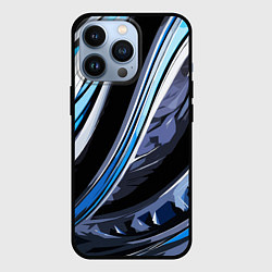 Чехол для iPhone 13 Pro Волнистая чёрно-синяя абстракция, цвет: 3D-черный