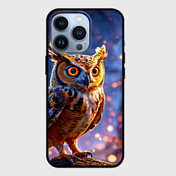 Чехол для iPhone 13 Pro Золотистая сова, цвет: 3D-черный
