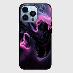 Чехол для iPhone 13 Pro Фиолетовое пламя на черном, цвет: 3D-черный