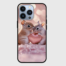 Чехол для iPhone 13 Pro Влюбленные белочки с сердечком, цвет: 3D-черный