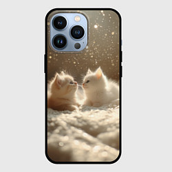 Чехол для iPhone 13 Pro Белые милые котята, цвет: 3D-черный