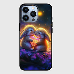 Чехол для iPhone 13 Pro Влюбленные зайчики, цвет: 3D-черный