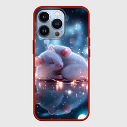 Чехол для iPhone 13 Pro Милые влюбленные мышки, цвет: 3D-красный