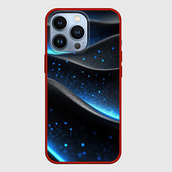 Чехол для iPhone 13 Pro Черная волнистая текстура с синей пыльцой, цвет: 3D-красный