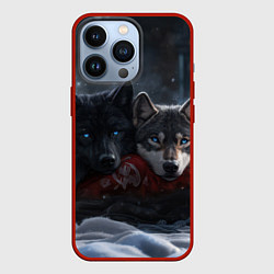 Чехол для iPhone 13 Pro Love wolfs, цвет: 3D-красный