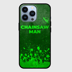 Чехол для iPhone 13 Pro Chainsaw Man - green gradient посередине, цвет: 3D-черный