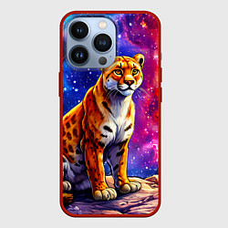 Чехол для iPhone 13 Pro Пума и звездное небо, цвет: 3D-красный
