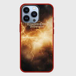 Чехол для iPhone 13 Pro Kingdom Come Deliverance 2 желтые молнии, цвет: 3D-красный