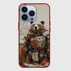 Чехол для iPhone 13 Pro Русский медведь в поле, цвет: 3D-красный