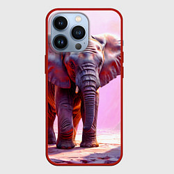 Чехол для iPhone 13 Pro Слон в розовом, цвет: 3D-красный